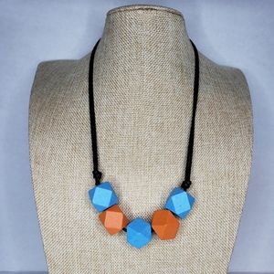 Wooden Geo Statement Necklace
